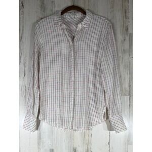 Scotch & Soda Womens Button Up Shirt Size‎ Small White Windowpane Plaid Cupro